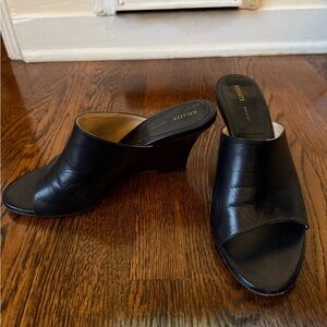 Khaite Black Leather Mules